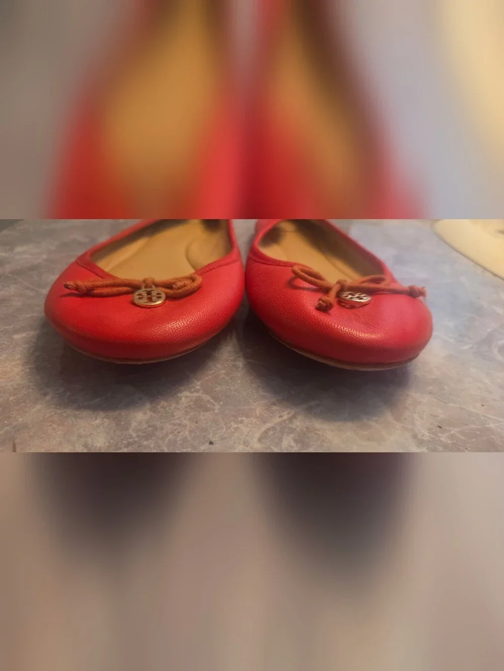 Tory Burch Red Leather Ballet Flats